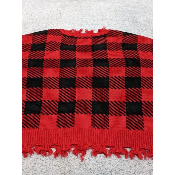 No Boundaries Plaid Cropped Red Black Grunge Punk Y2K Whimsigoth Womens Large - Picture 13 of 15